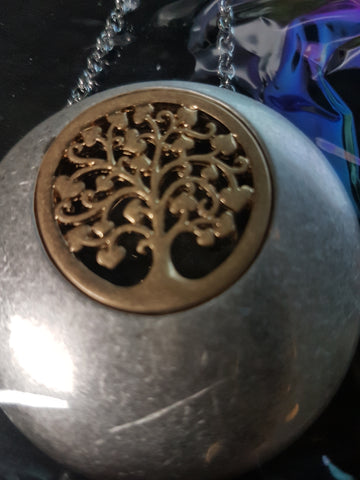 Tree of Life Two-Tone Circle within A Circle Necklace